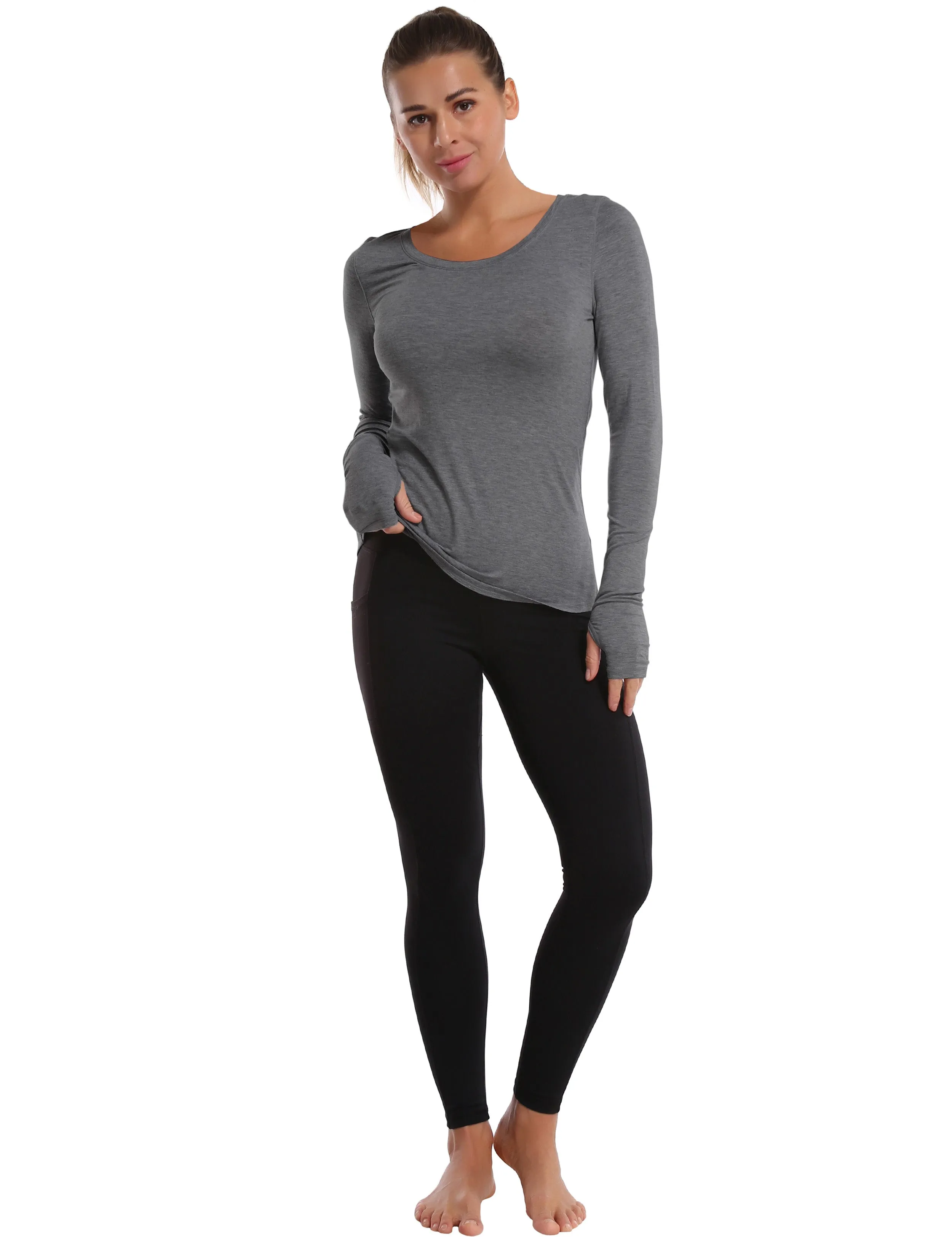 Athlete Long Sleeve Tops heathercharcoal_yoga