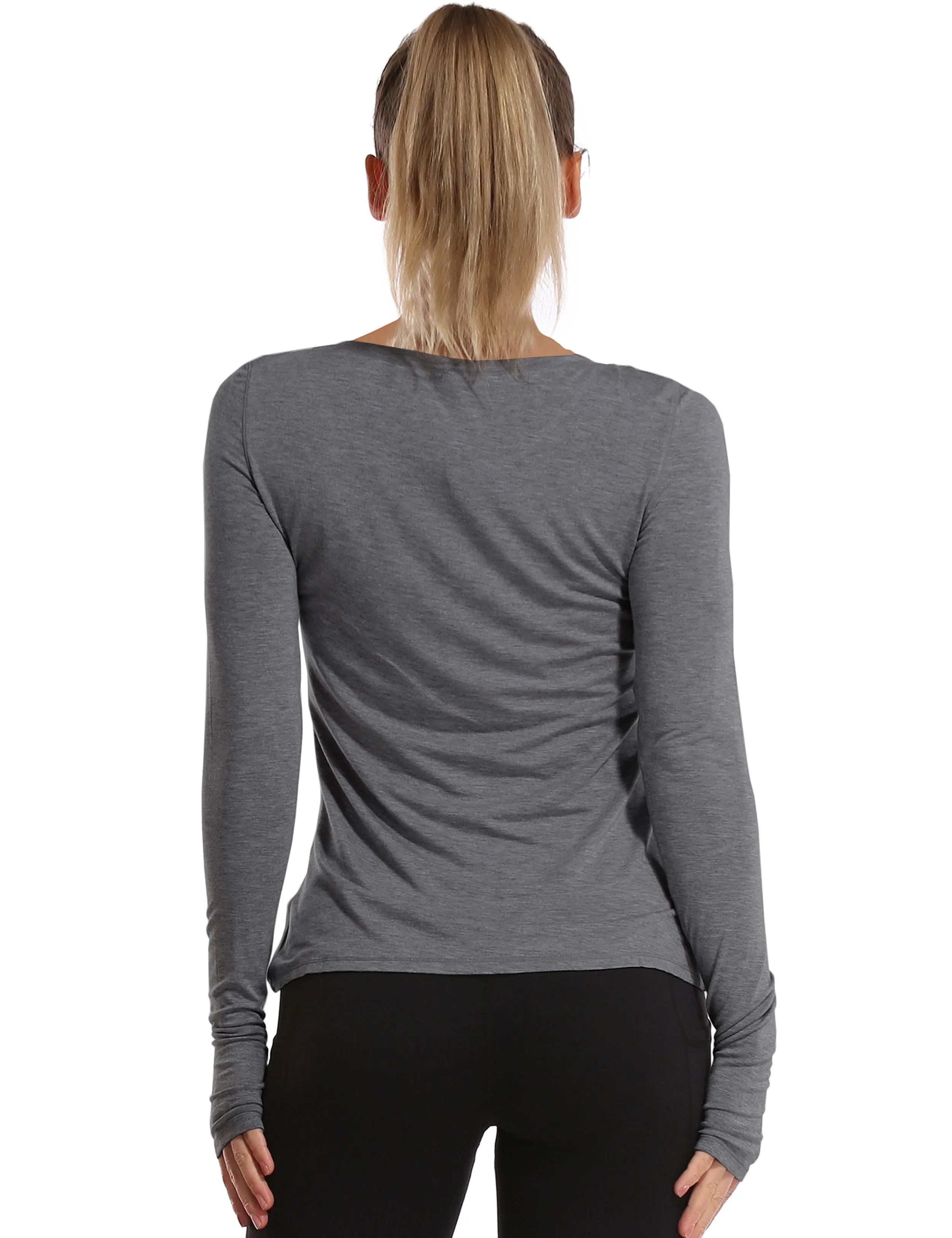 Athlete Long Sleeve Tops heathercharcoal_yoga