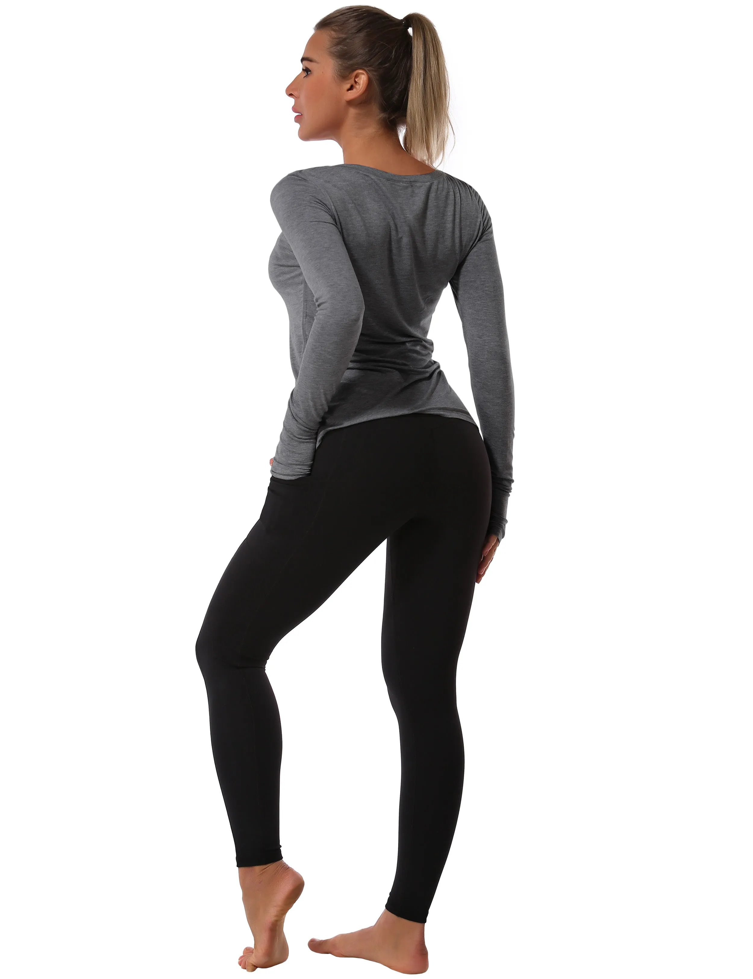 Athlete Long Sleeve Tops heathercharcoal_yoga