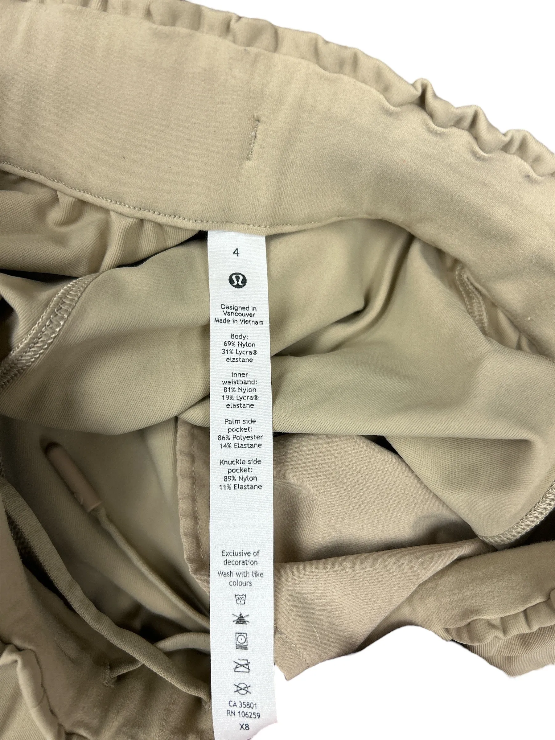 Athletic Pants By Lululemon In Cream, Size: 4