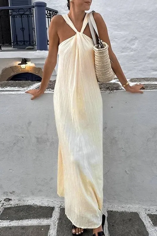 Beach Casual Sleeveless Halter Dress