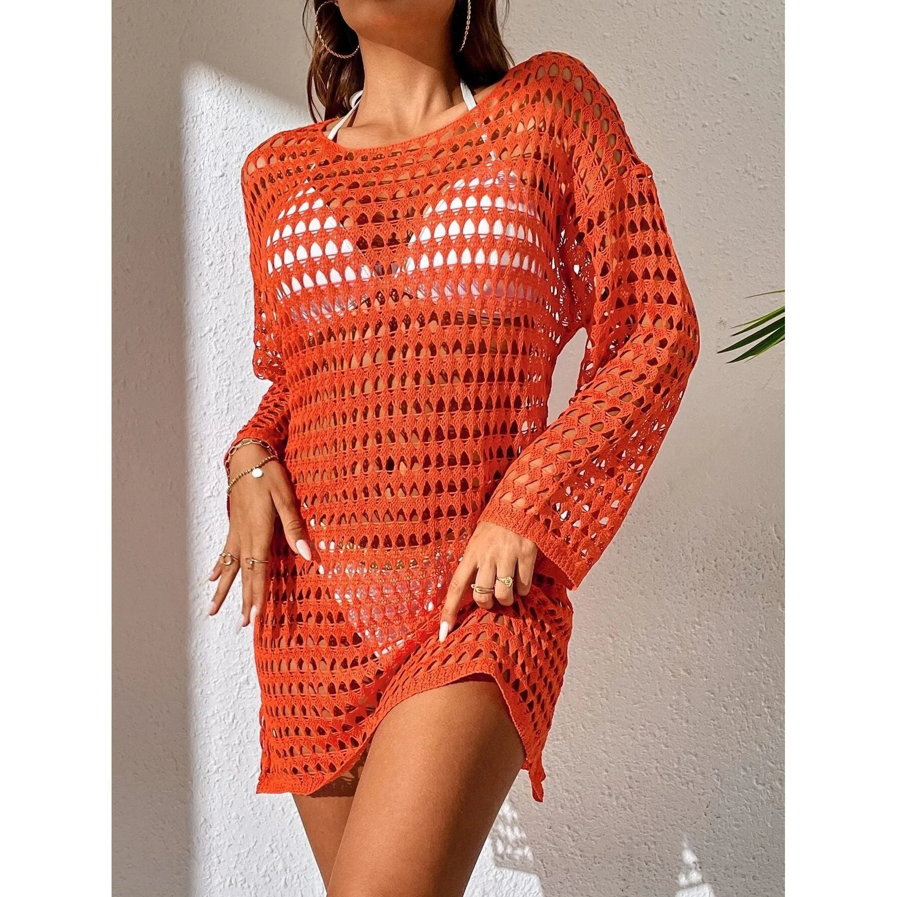 Bikini Cover-up Mesh Hollow Knitted dress