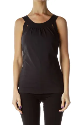 Black Round Neck Yoga Top