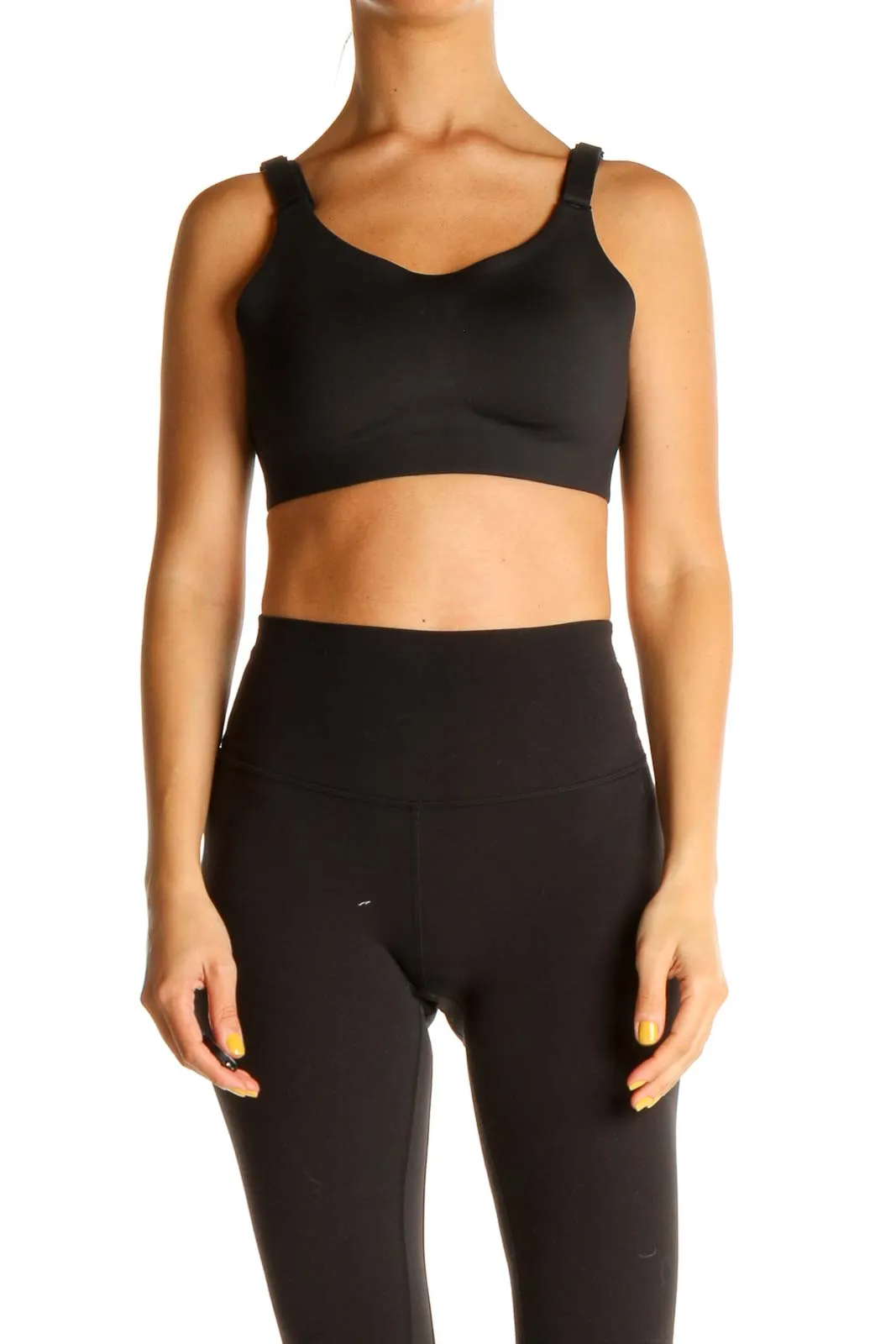 Black Solid Activewear Sports Bra