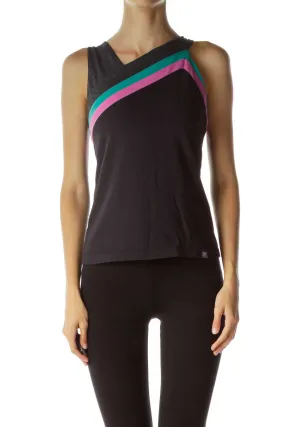 Black Stripe Detailed Yoga Top