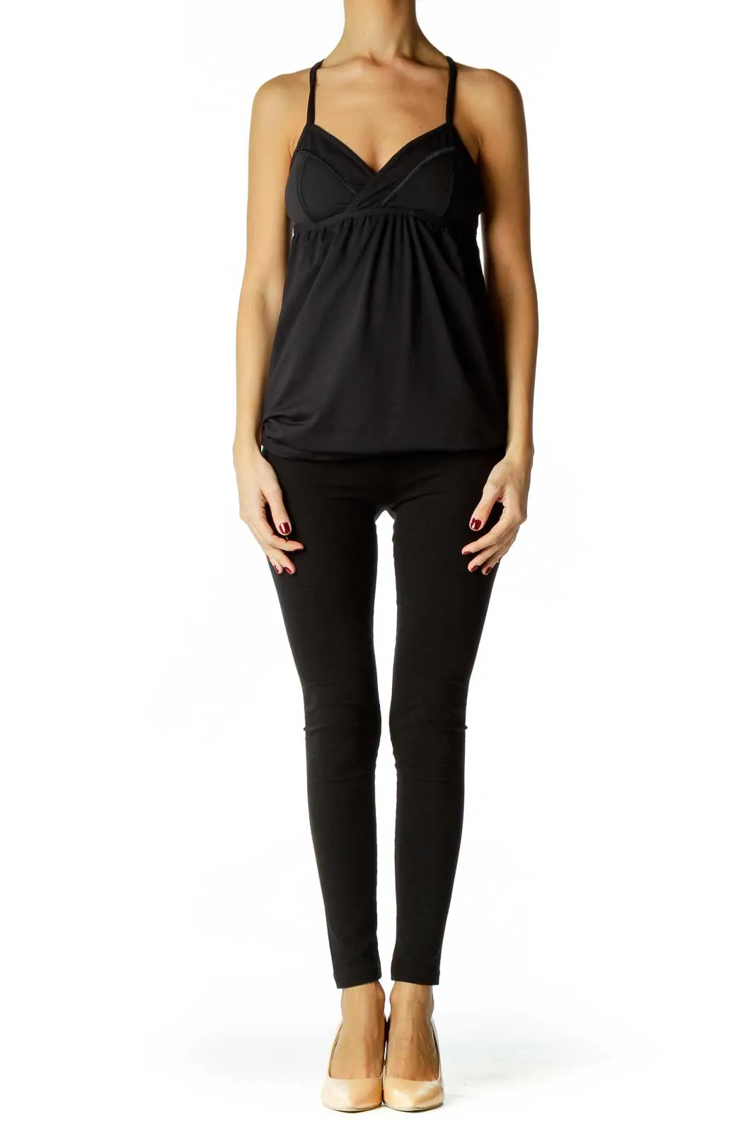 Black V-Neck Yoga Top