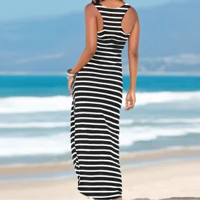 Casual Stripes Sundress Beach Dress