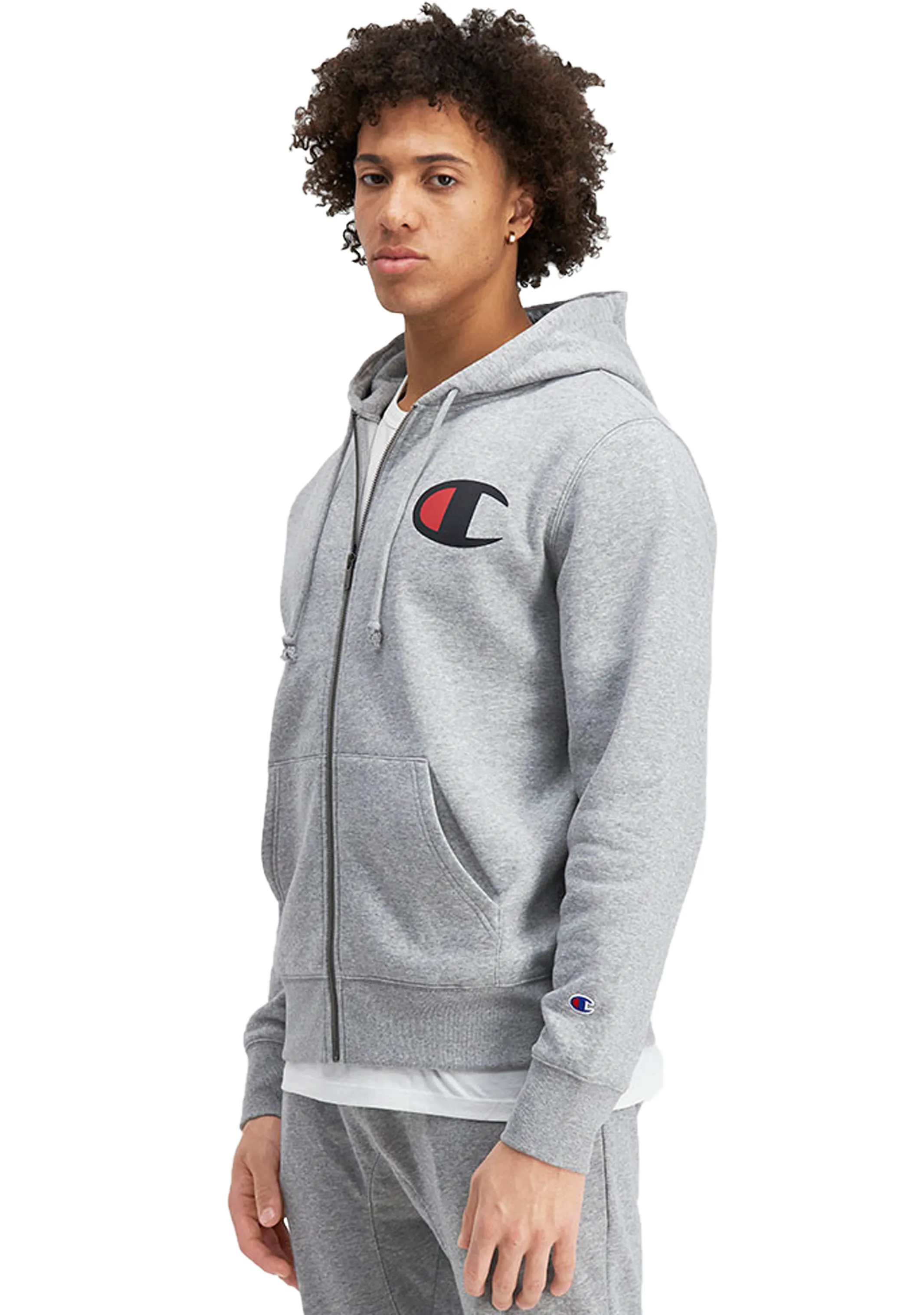 Champion Mens C Logo Zip Hoodie <br> AVV9N A3R GREY