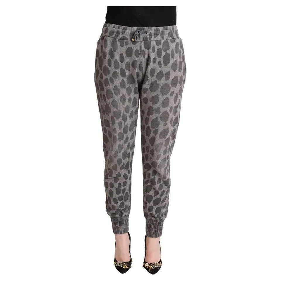 Dolce & Gabbana Gray Leopard Print Sweatpants Jogger Pants