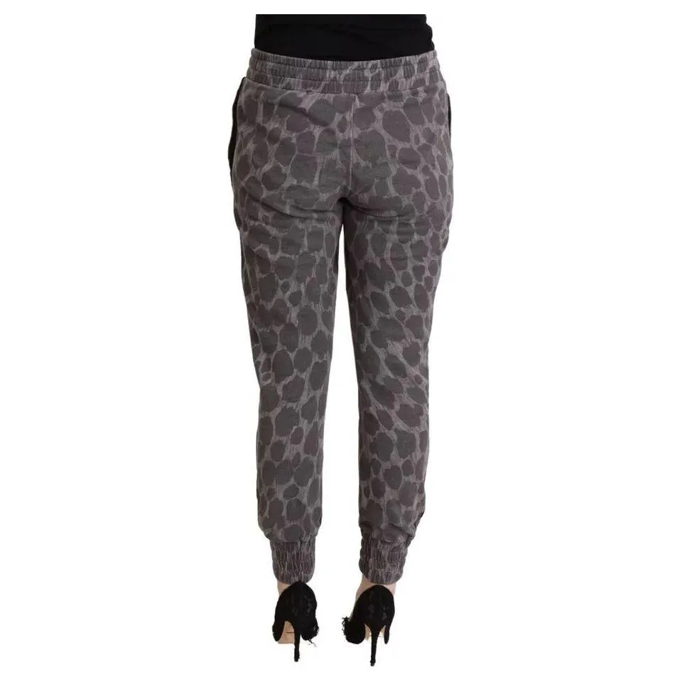 Dolce & Gabbana Gray Leopard Print Sweatpants Jogger Pants