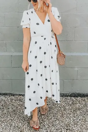 Dot Print Wrap Maxi Dress