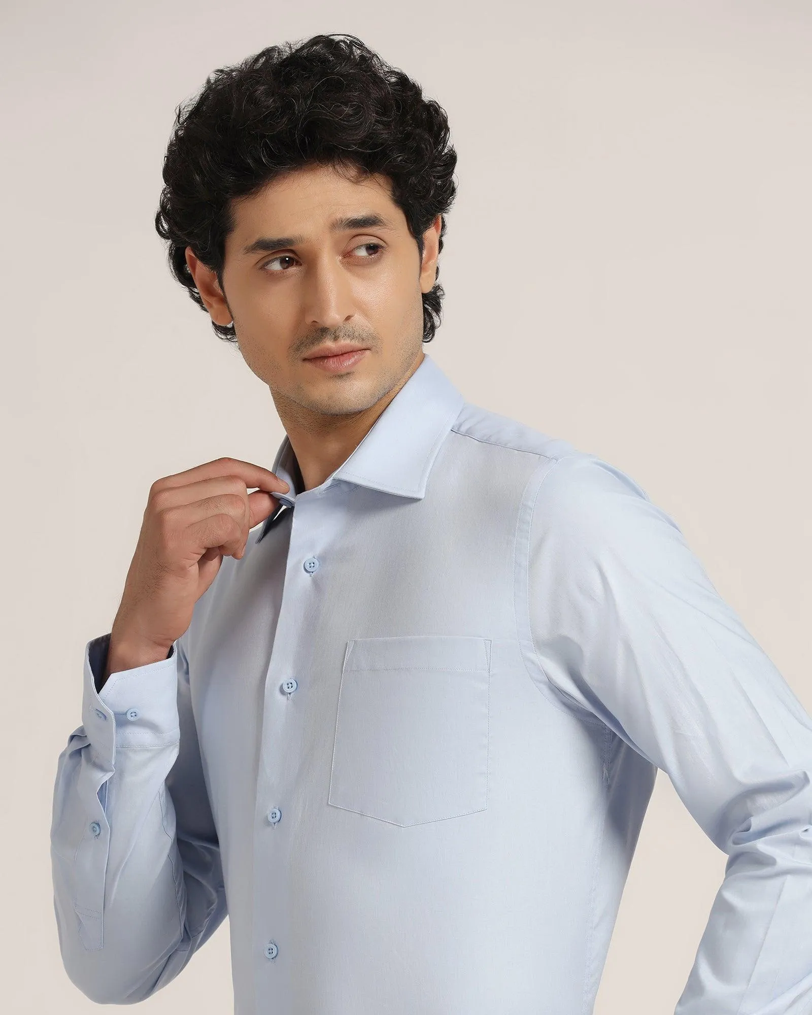 Formal Blue Solid Shirt - Lotto