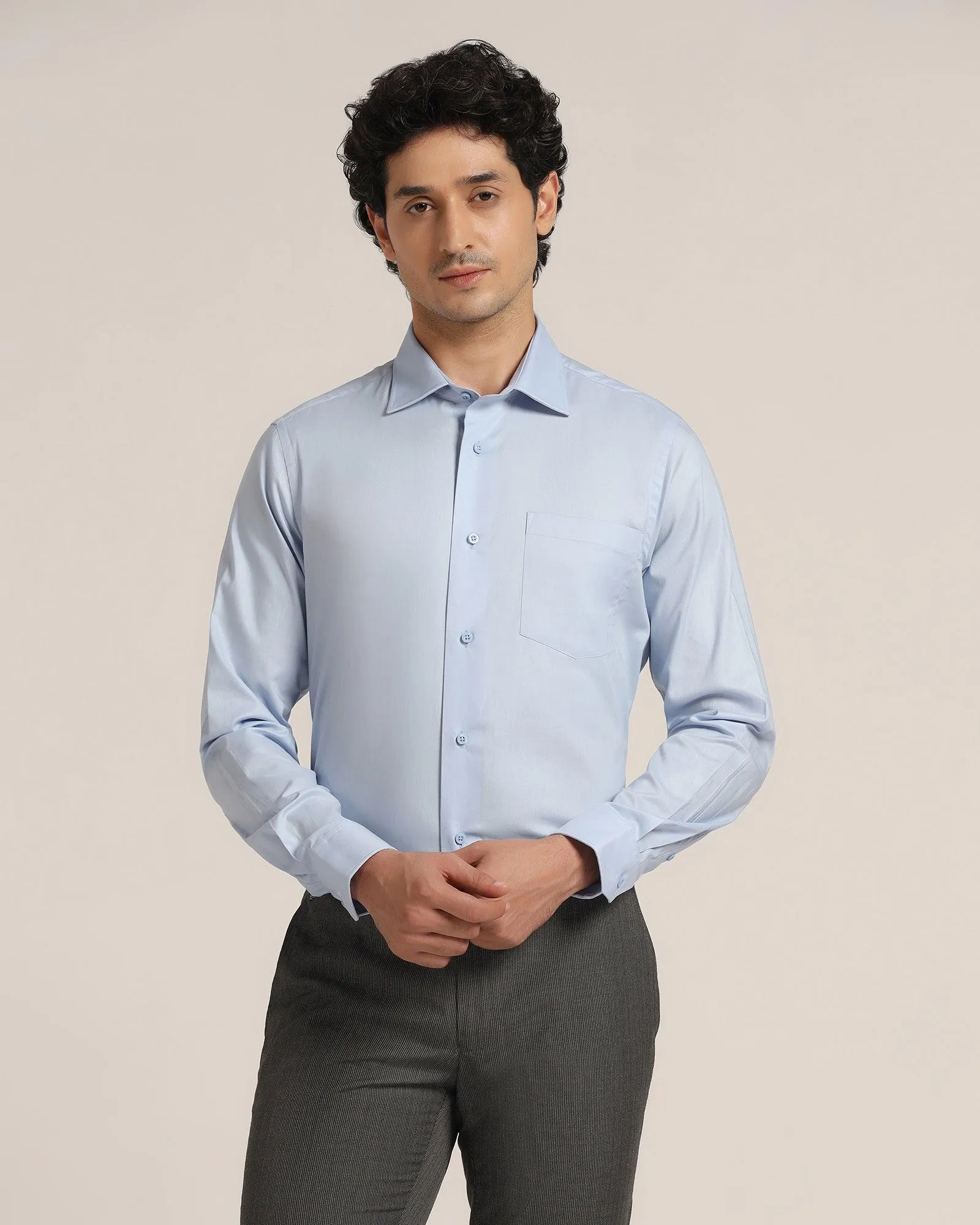 Formal Blue Solid Shirt - Lotto