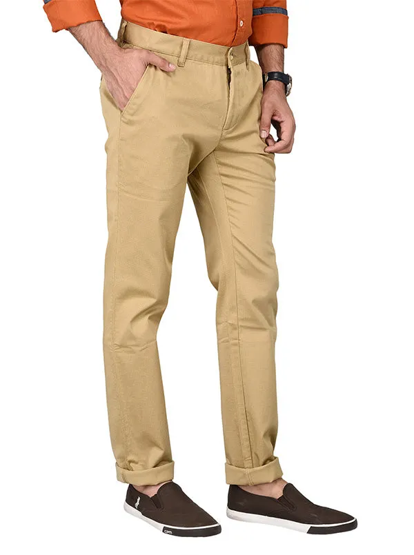 Greenfibre Khaki Printed Slim Fit Trouser