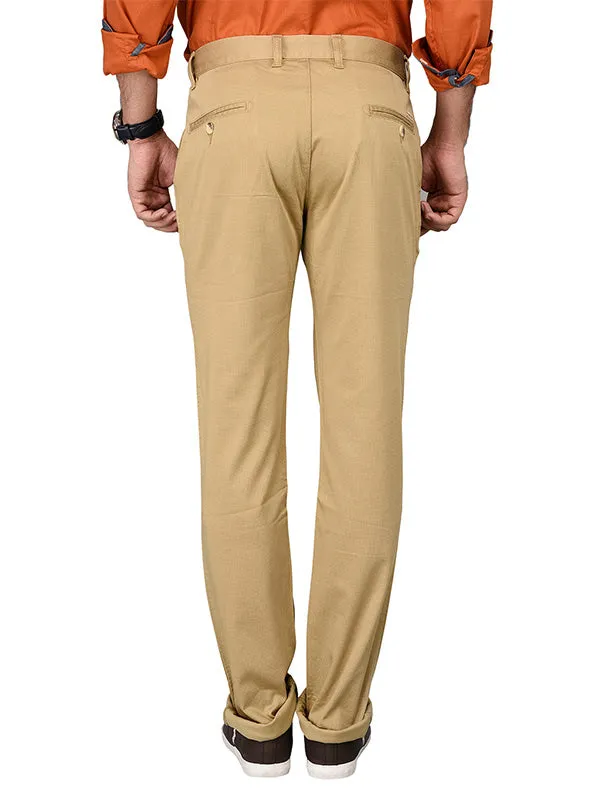 Greenfibre Khaki Printed Slim Fit Trouser