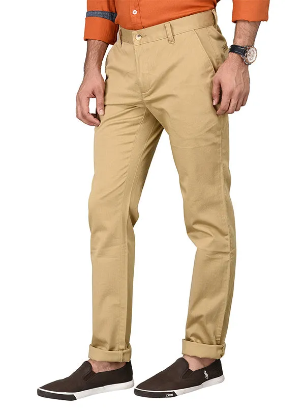 Greenfibre Khaki Printed Slim Fit Trouser