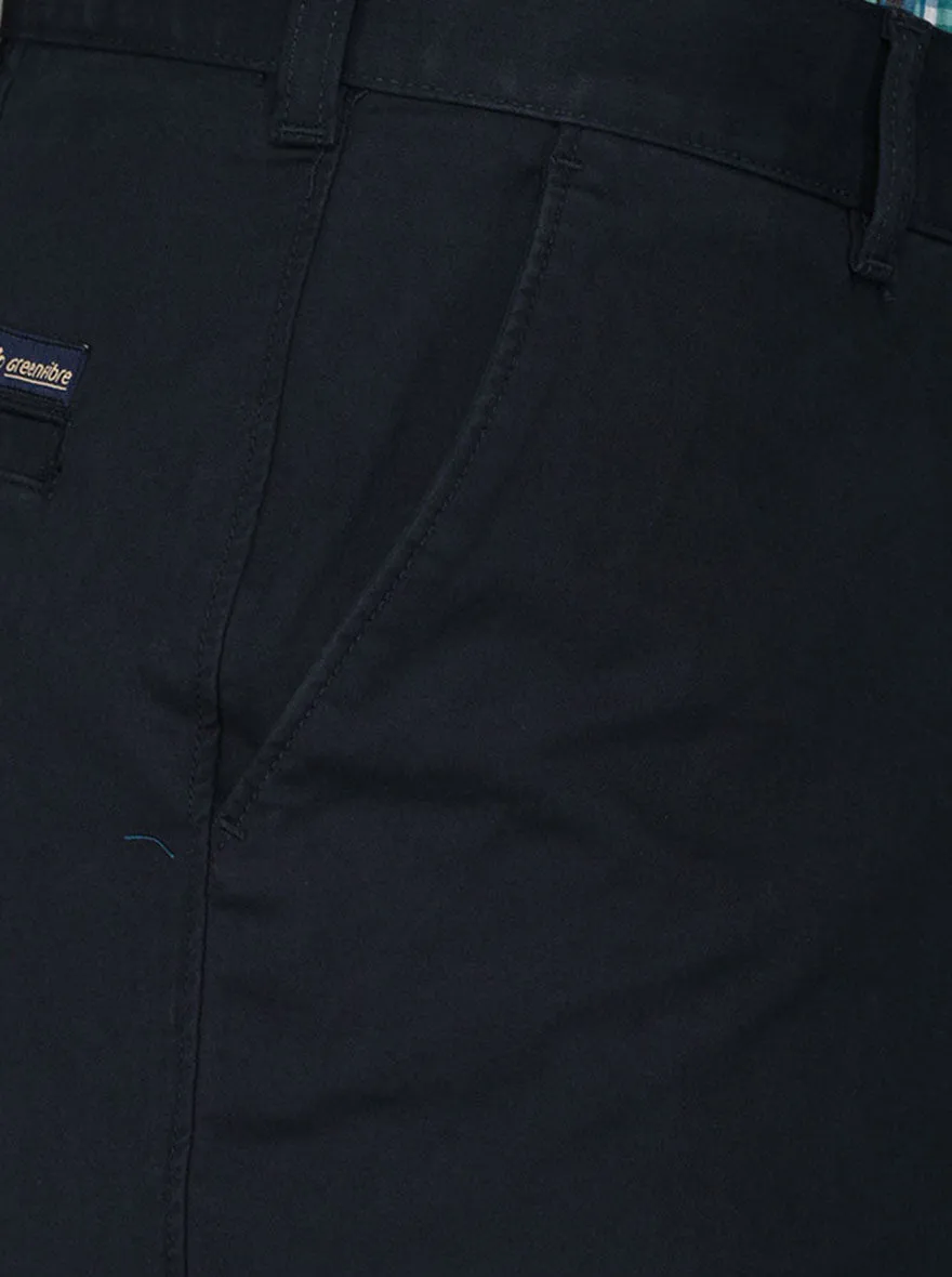 Greenfibre Navy Blue Slim Fit Casual Trouser