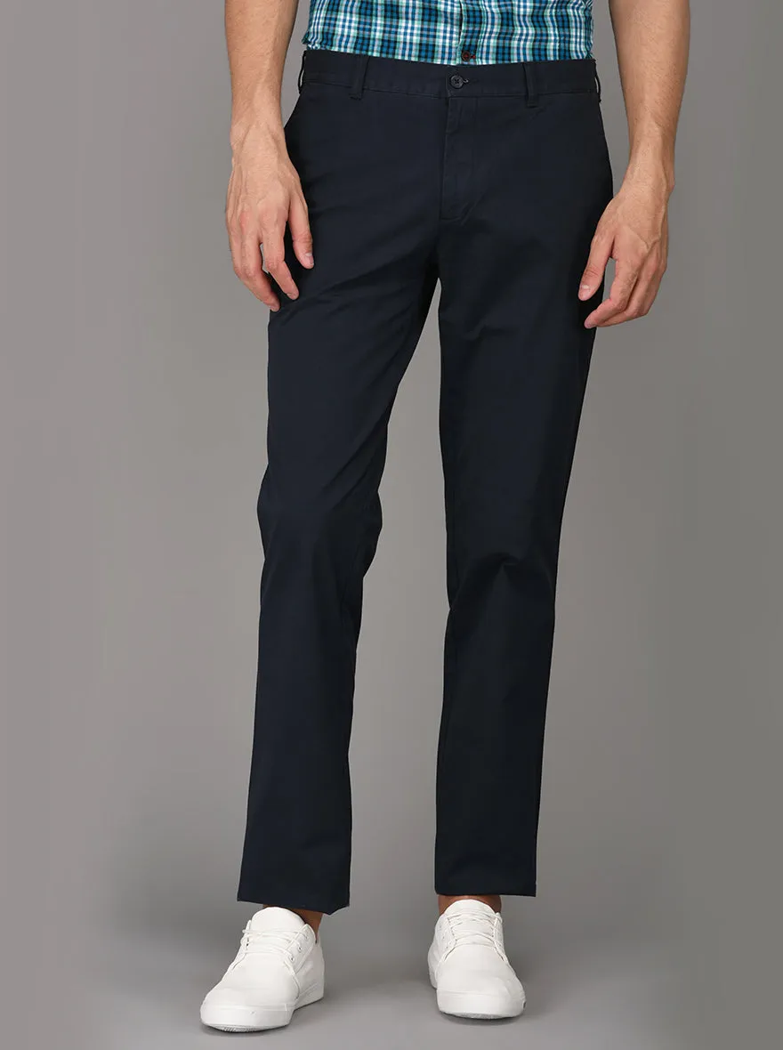 Greenfibre Navy Blue Slim Fit Casual Trouser