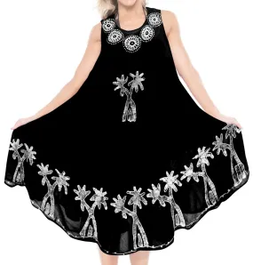 LA LEELA Casual DRESS Beach Cover up Rayon Batik Aloha Beach Women Top Floral Black Plus Size