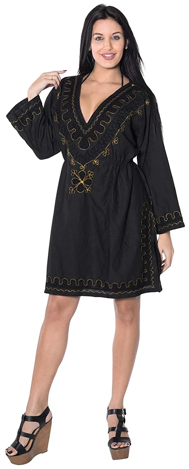 LA LEELA Rayon Women's Caftan Style Summer Beachwear Bathing Suit Cover up Dress