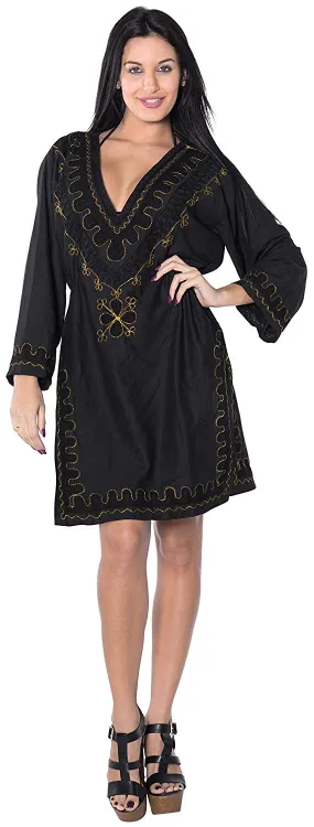 LA LEELA Rayon Women's Caftan Style Summer Beachwear Bathing Suit Cover up Dress