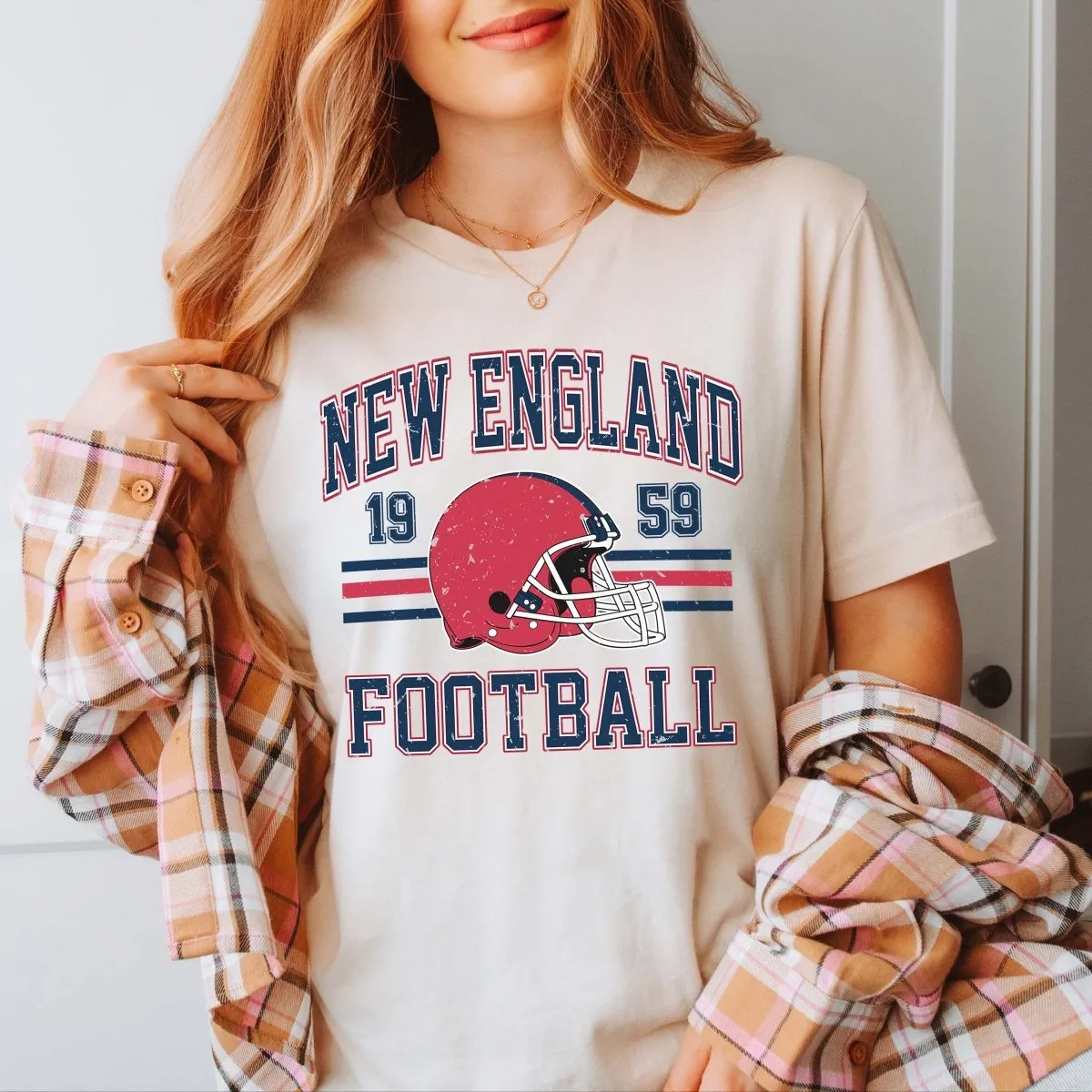 New England Football Wholesale Bella Graphic Tee - Fast Shipping