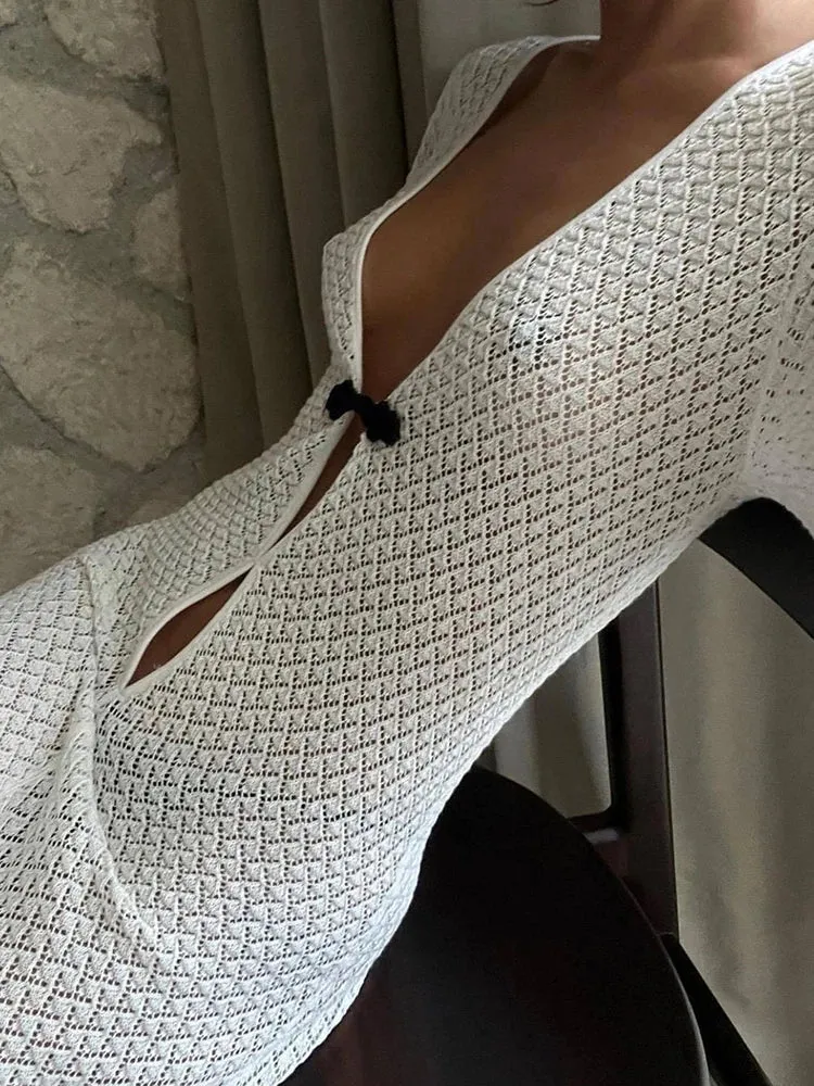 Open Knitting Vacation Cover-Up Dress