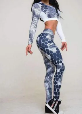 Printed sports yoga pants and Yoga top set