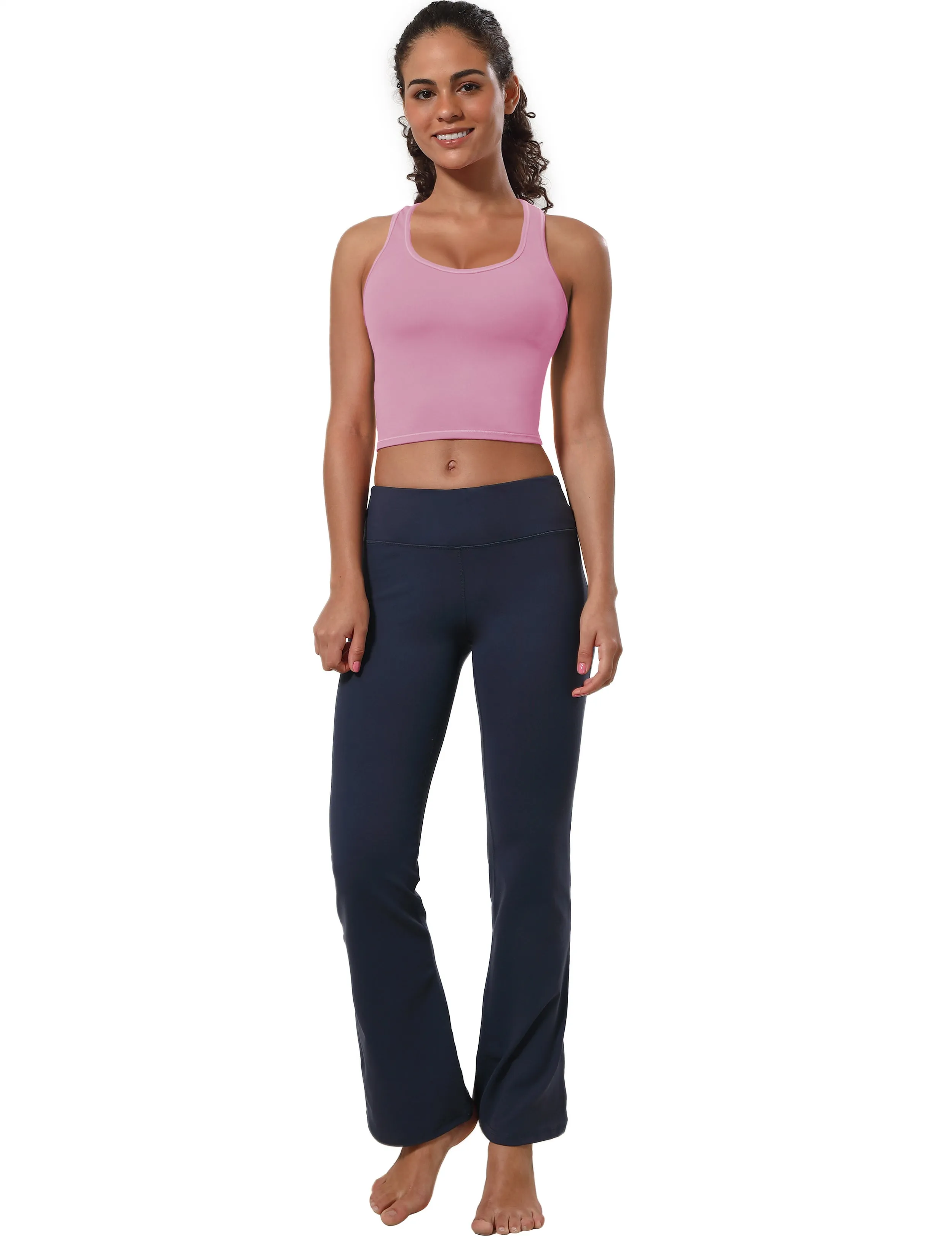 Racerback Athletic Crop Tank Tops lightpink_yoga