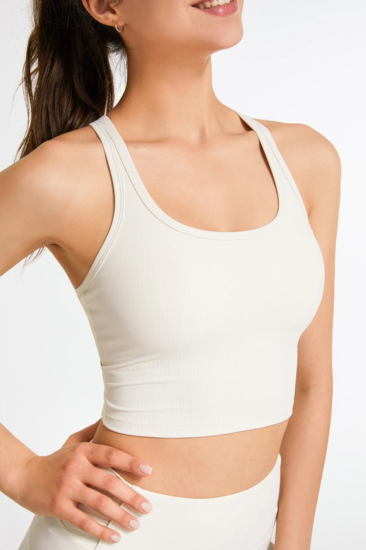 Ribbed Racerback Cropped Tank Tops