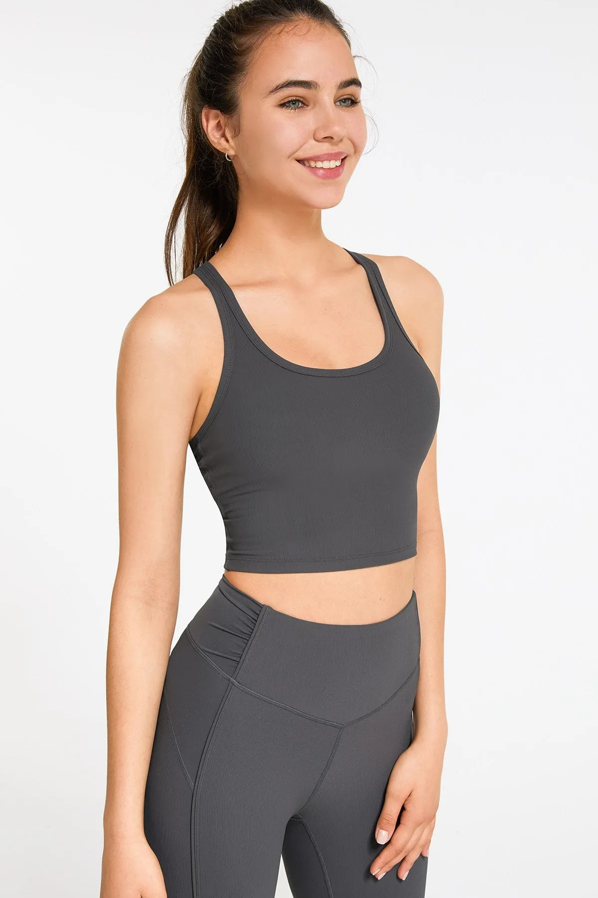 Ribbed Racerback Cropped Tank Tops