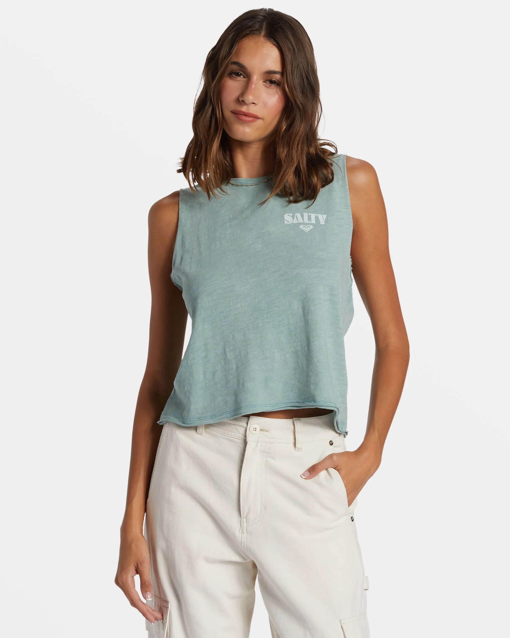 Salty Stack HLMT 2.0 Cropped Tank Top - Mineral Blue