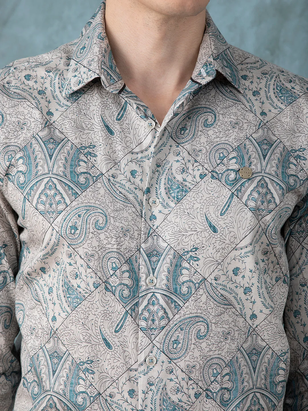 Sea Green Printed Shirt