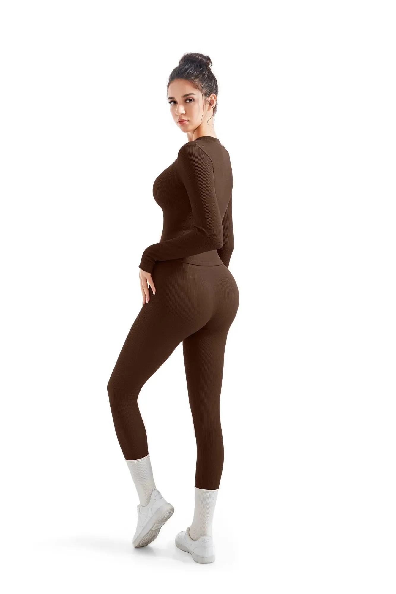 Seamless Ribbed Zip-Up Workout Set