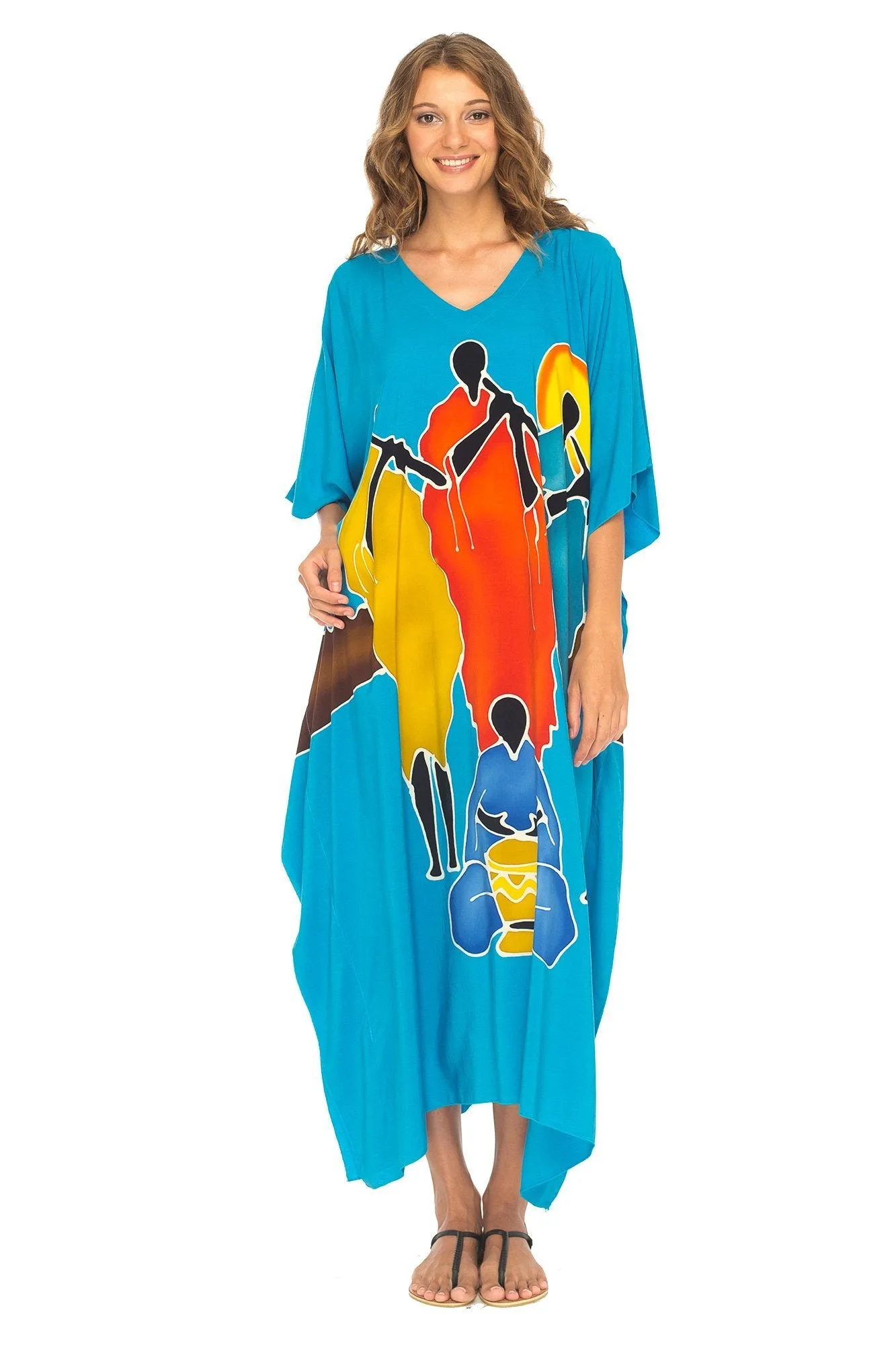 SHU-SHI Women's Long Kaftan Beach Maxi Dress - Casual Plus Size Cover Up