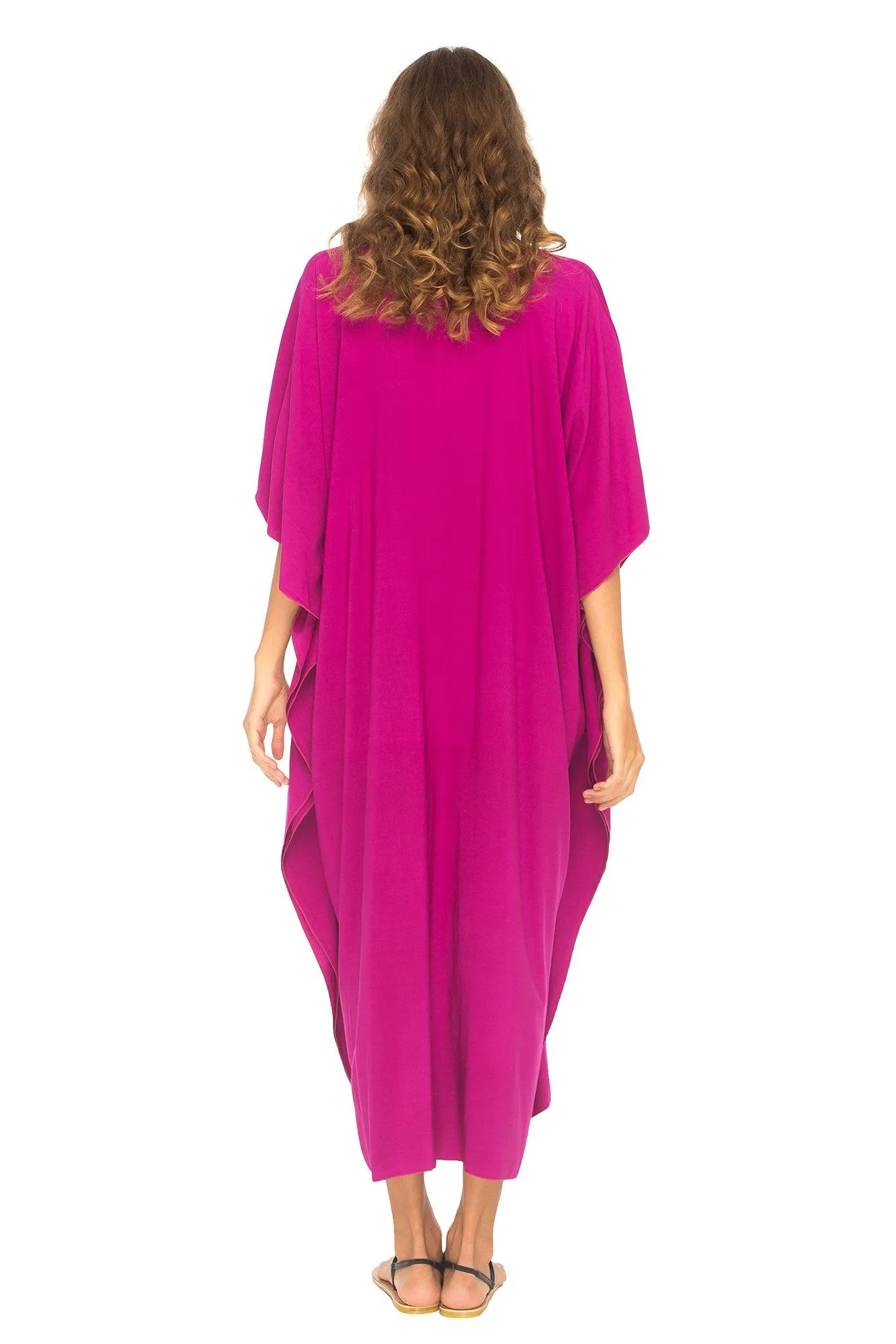 SHU-SHI Women's Long Kaftan Beach Maxi Dress - Casual Plus Size Cover Up