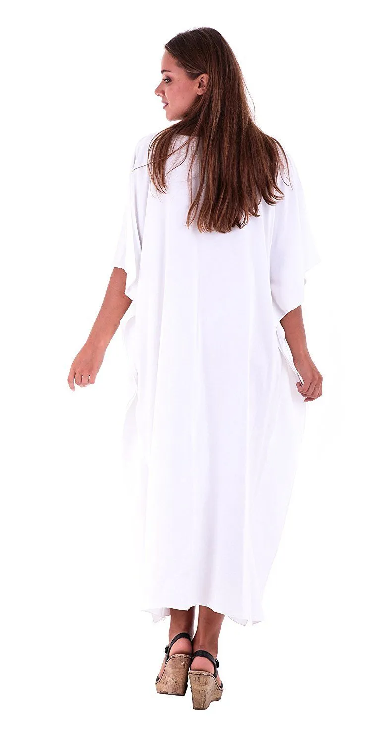 SHU-SHI Women's Long Kaftan Beach Maxi Dress - Casual Plus Size Cover Up