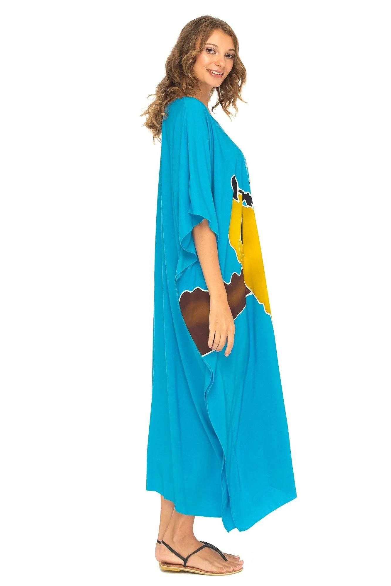 SHU-SHI Women's Long Kaftan Beach Maxi Dress - Casual Plus Size Cover Up