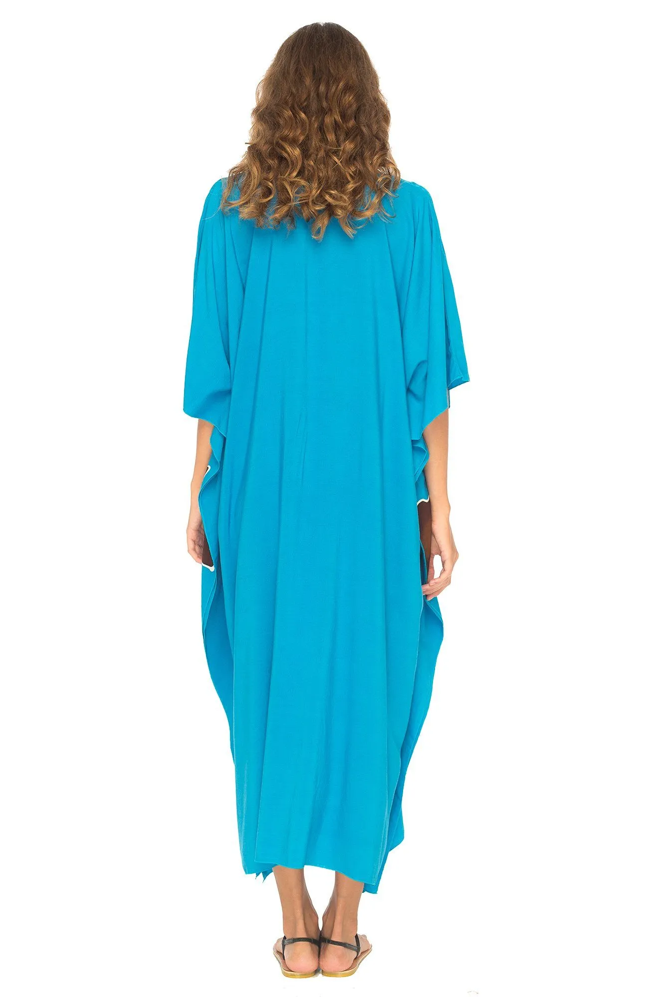 SHU-SHI Women's Long Kaftan Beach Maxi Dress - Casual Plus Size Cover Up