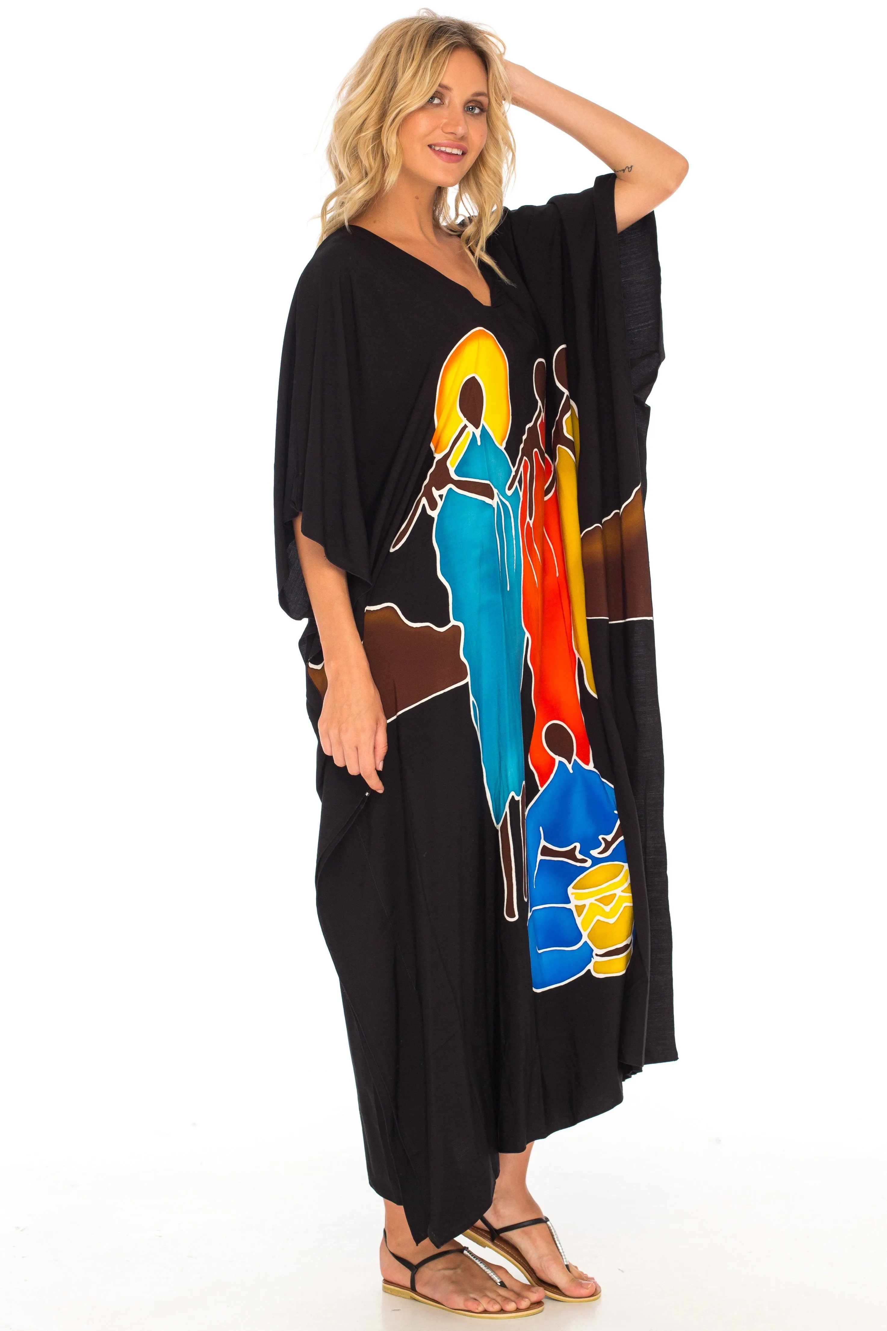 SHU-SHI Women's Long Kaftan Beach Maxi Dress - Casual Plus Size Cover Up