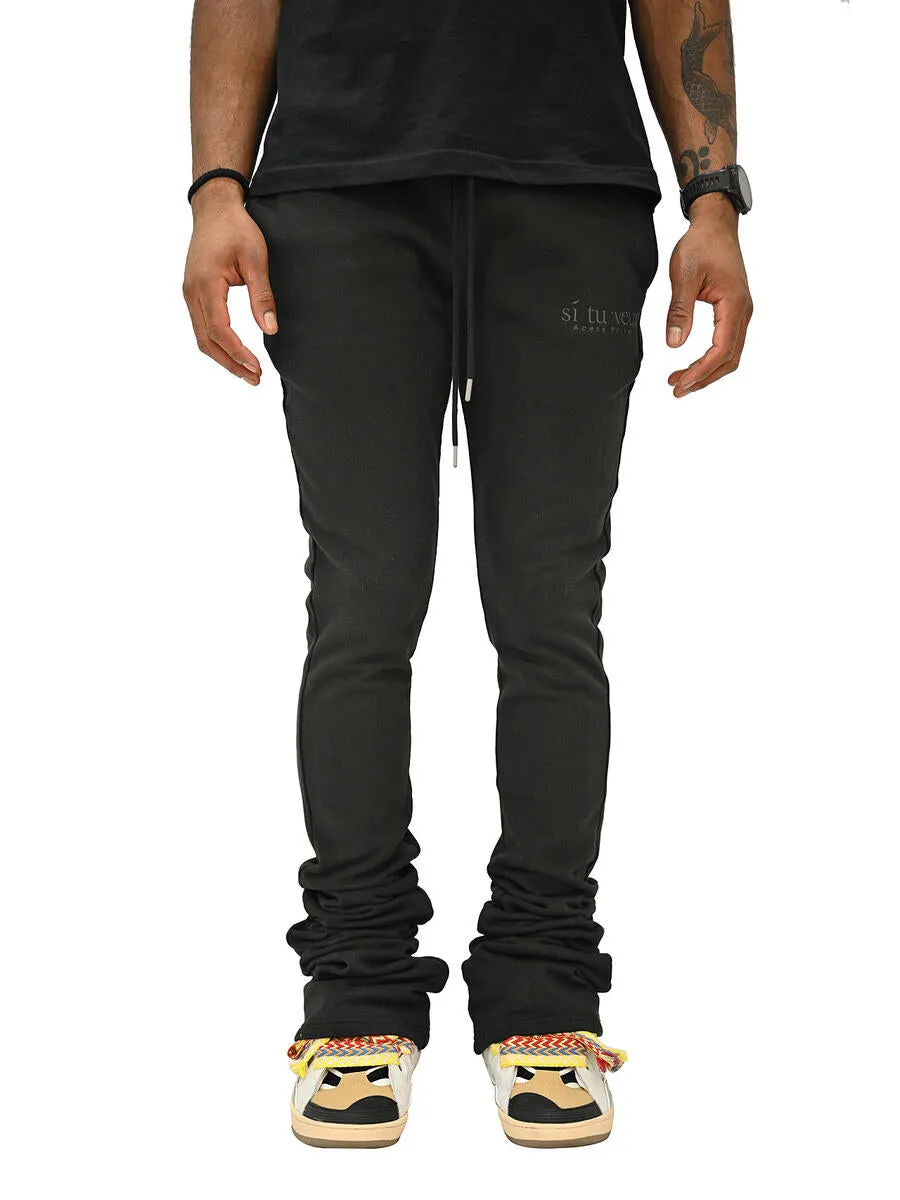 Si Tu Veux VEUX SUPER STACKED JOGGER (BLACK)