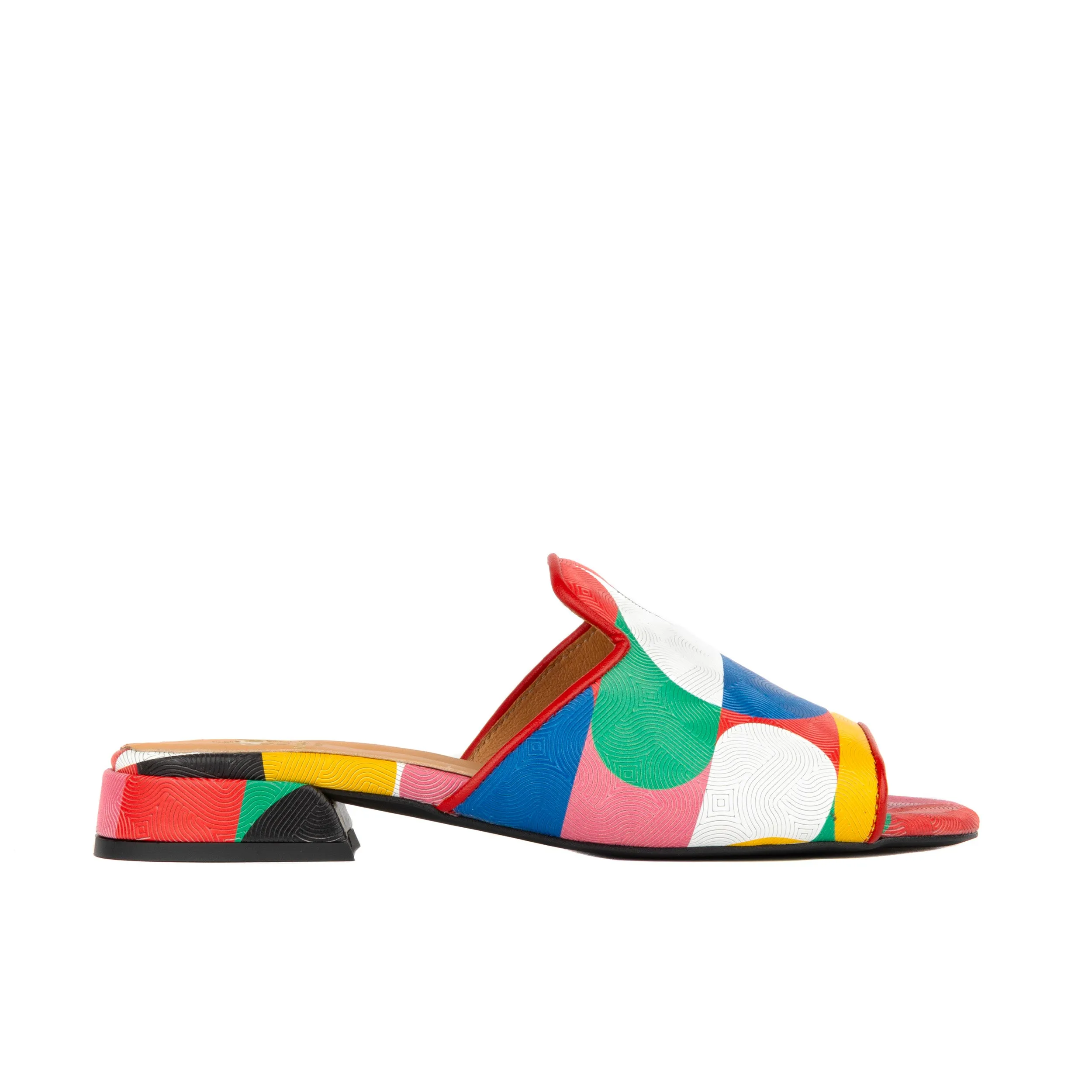 South Beach - Pink Jungle - Women's fully leather lined slip on sandal in multicolour