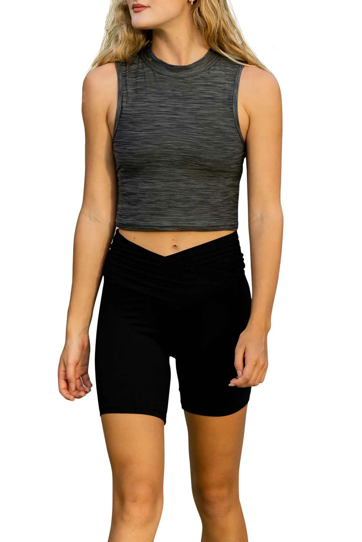 Sumona Everyday Casual Sport Yoga High Mock Neck Crop Top