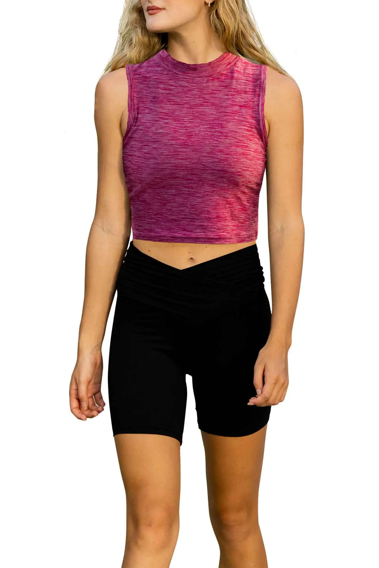 Sumona Everyday Casual Sport Yoga High Mock Neck Crop Top