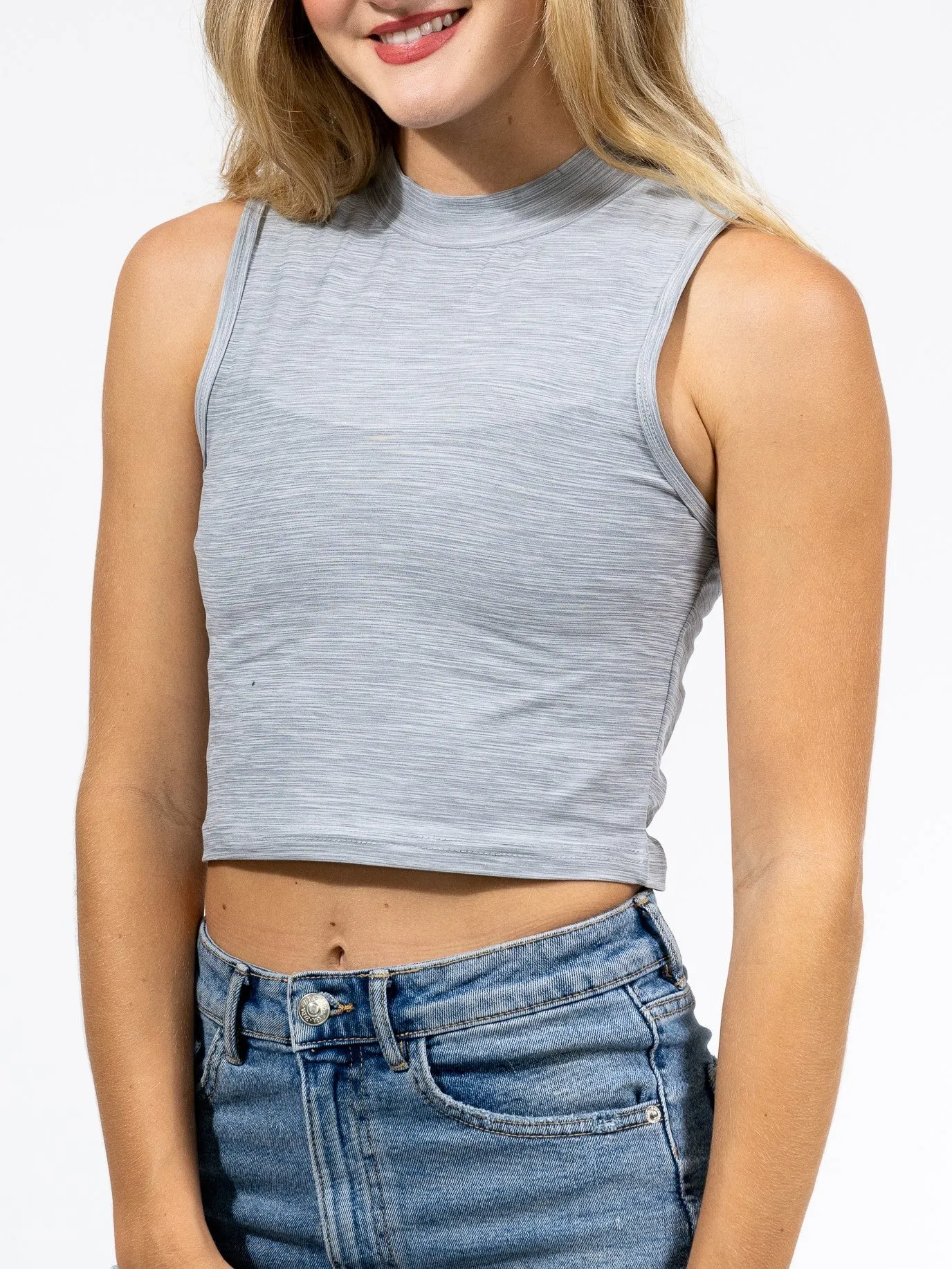 Sumona Everyday Casual Sport Yoga High Mock Neck Crop Top