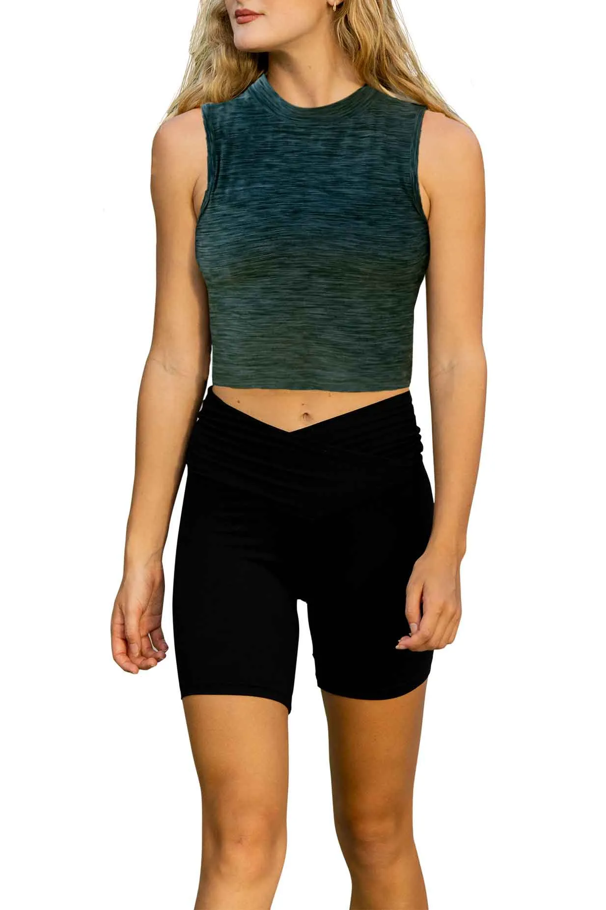 Sumona Everyday Casual Sport Yoga High Mock Neck Crop Top