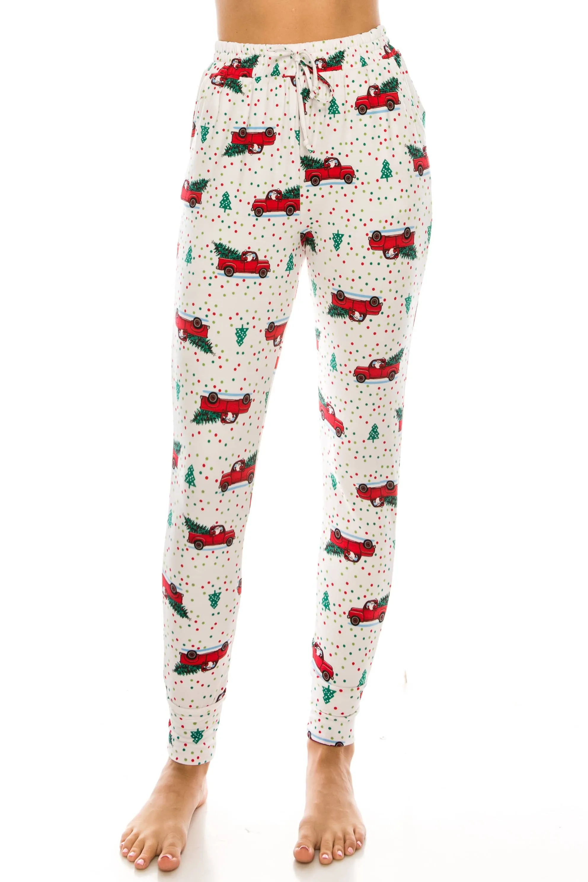 Women's Cozy Christmas Fleece-Lined 2-Piece Matching Jogger Sets