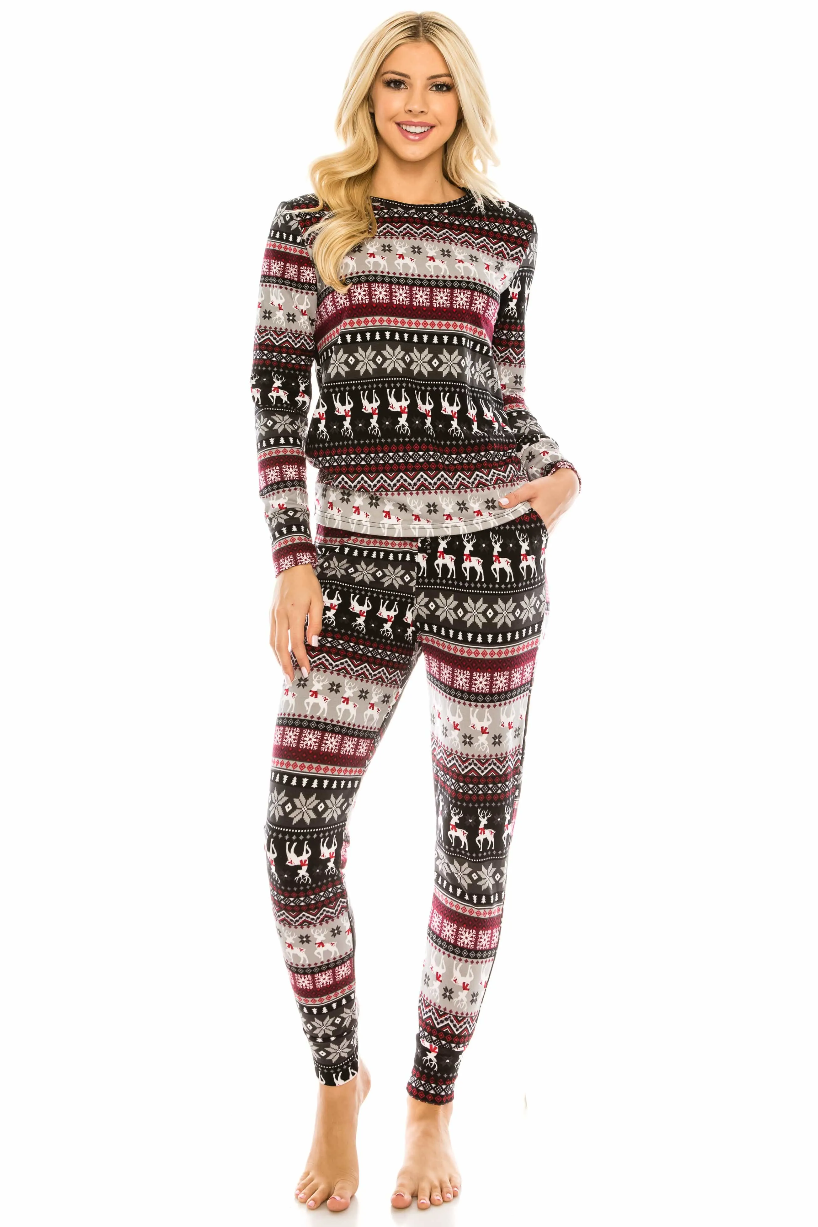 Women's Cozy Christmas Fleece-Lined 2-Piece Matching Jogger Sets