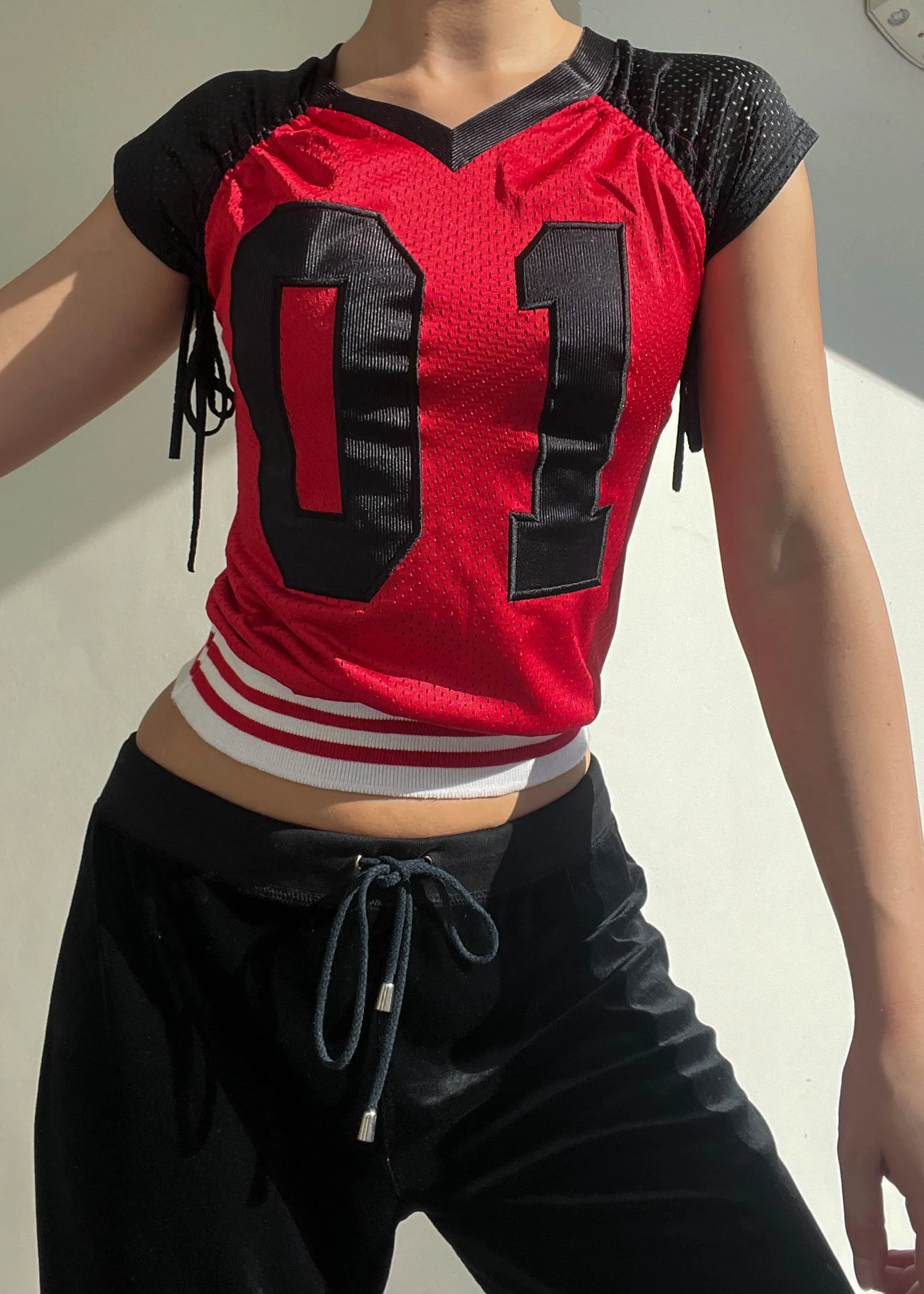 Y2k Sporty Jersey Top (XS-S)